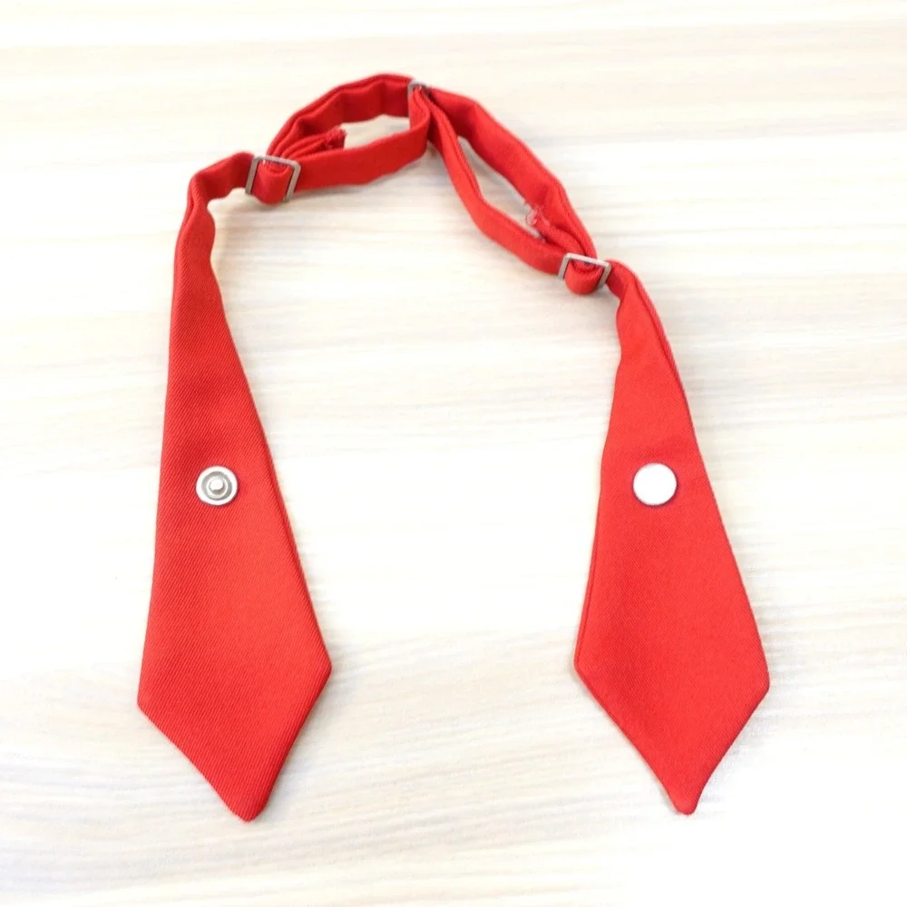 Vintage Skinny Cross Tie Girls Red Twill School Uniform Adjustable FRENCH TOAST